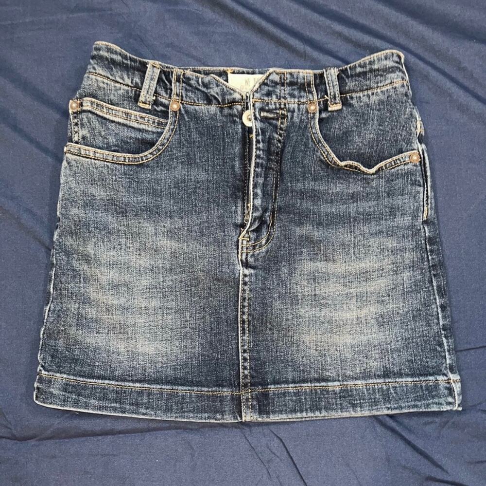 We The Free Denim Mini Skirt Medium Wash XXS Womens 24
